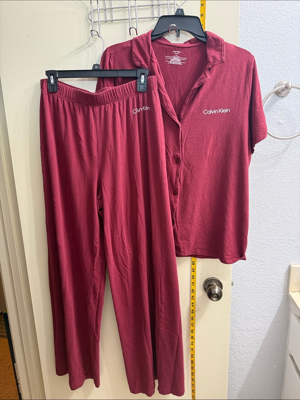 Calvin Klein Wine Red Short-Sleeve Button Pajama Set